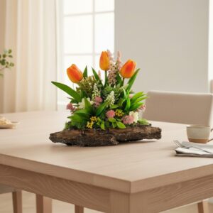Tulipános asztaldísz faháncs alapon TUG328