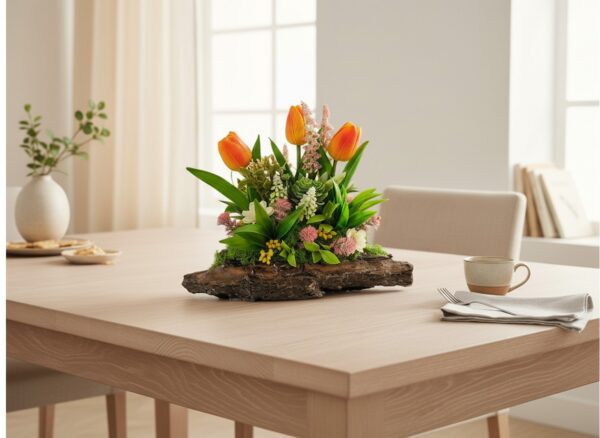 Tulipános asztaldísz faháncs alapon TUG328