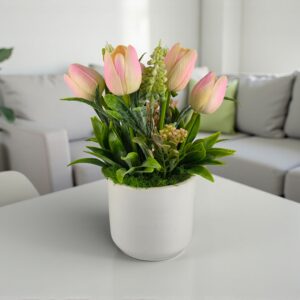 Rózsaszín tulipános asztaldísz TUG564