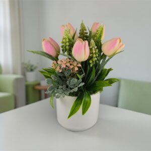 Rózsaszín tulipános asztaldísz TUG564