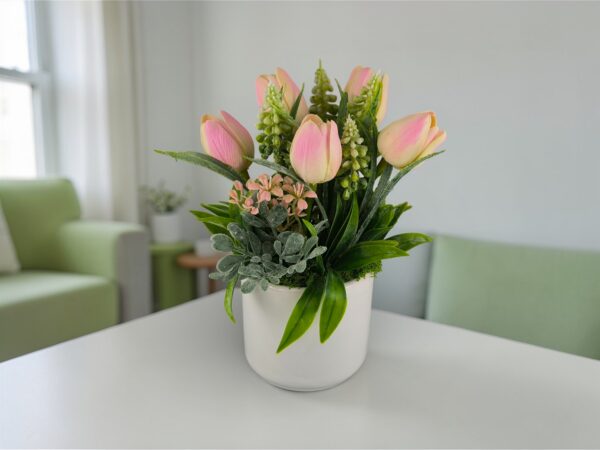 Rózsaszín tulipános asztaldísz TUG564