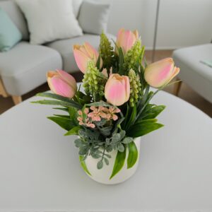 Rózsaszín tulipános asztaldísz TUG564
