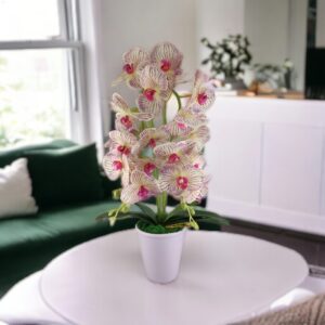 Kétszálas élethű orchidea krém-lila cirmos színben OR202KRLI