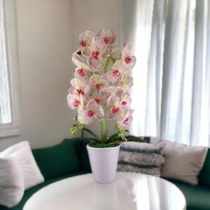 Kétszálas élethű orchidea krém-lila cirmos színben OR202KRLI