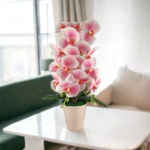 Nagy méretű élethű rózsaszín cirmos kétszálas orchidea OR204