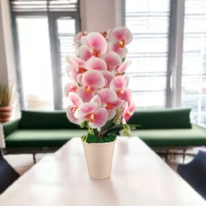 Nagy méretű élethű rózsaszín cirmos kétszálas orchidea OR204