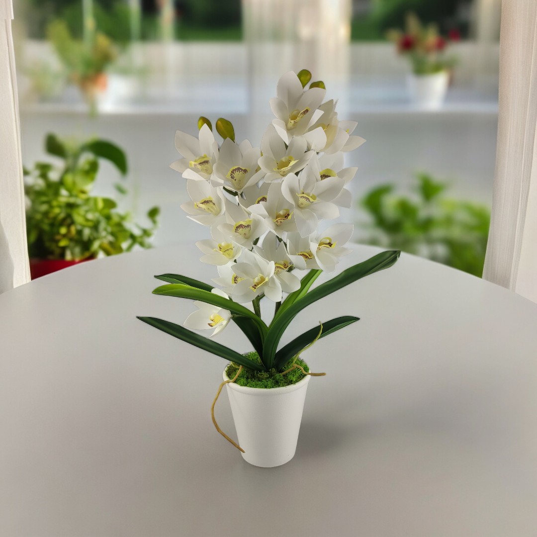 Fehér kétszálas élethű csónakorchidea ORC210