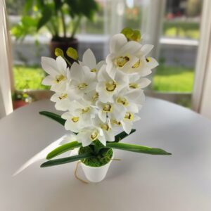 Fehér kétszálas élethű csónakorchidea ORC210