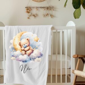 Névre szóló baba takaró alvós maci mintával
