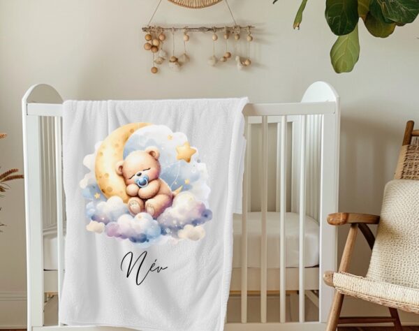 Névre szóló baba takaró alvós maci mintával