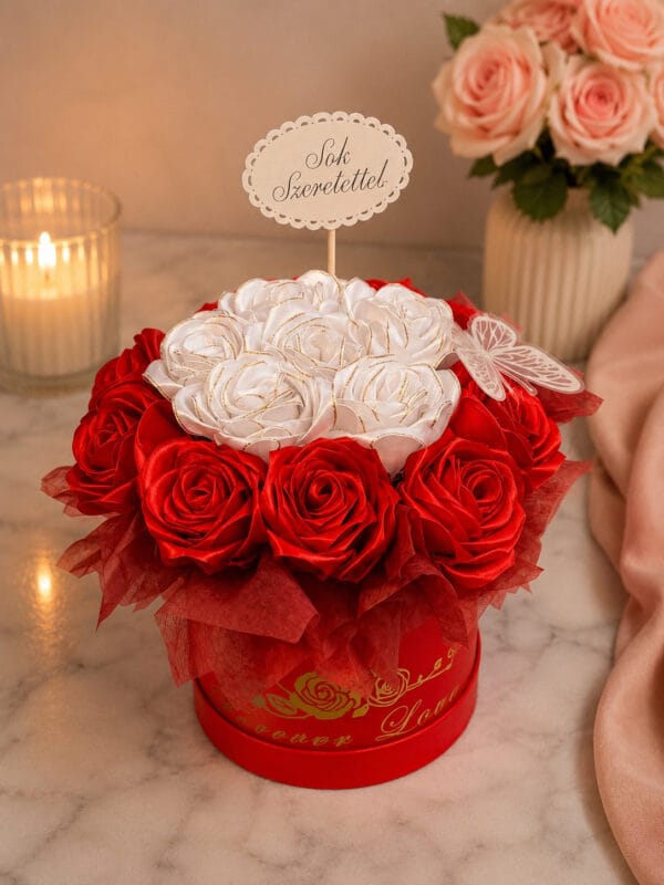 Red & White Love Prémium Rózsabox
