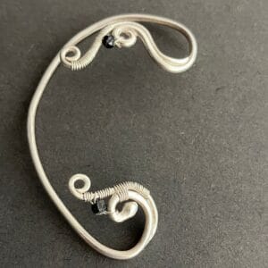 FŐNIX 925-ös sterling ezüst fülékszer fekete/zöld turmalin gyöngyökkel