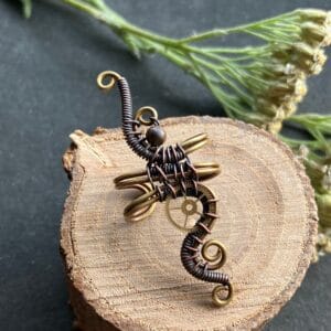 TIME FLIES – Sárga és vörösréz steampunk fülgyűrű