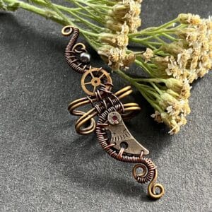 TIME FLIES – Sárga- és vörösréz nagy steampunk fülgyűrű
