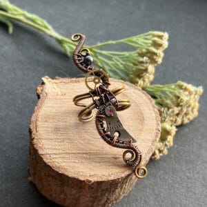 TIME FLIES – Sárga- és vörösréz nagy steampunk fülgyűrű
