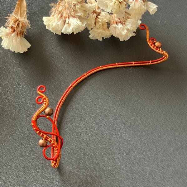 Red and copper ear wrap