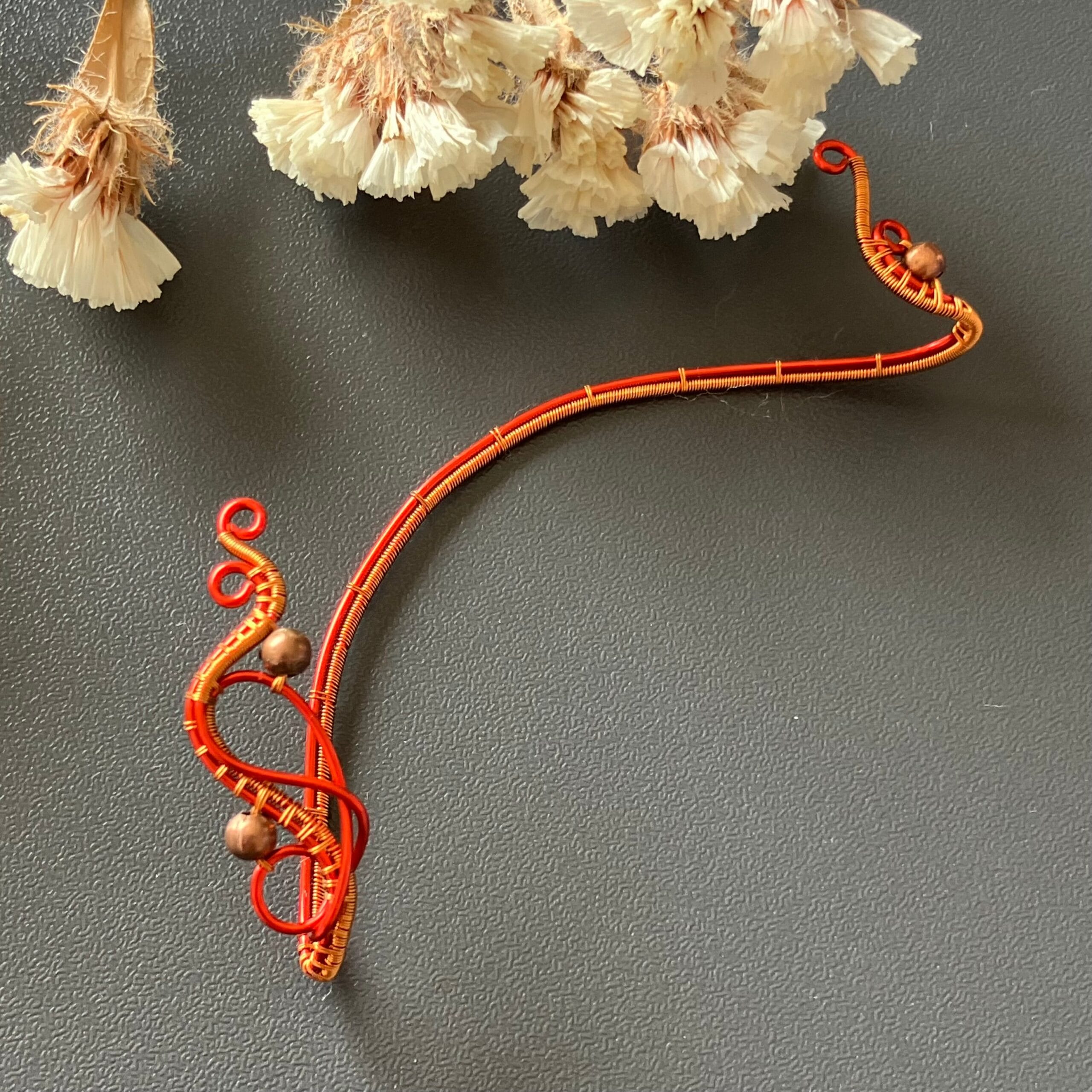 Red and copper ear wrap