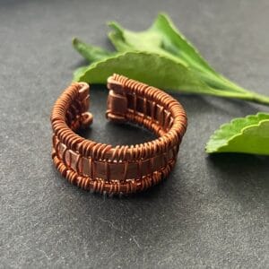 Copper woven adjustable men’s ring