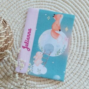 Egészségügyi kiskönyv borító, róka és nyuszi, pink, LuannaBaby