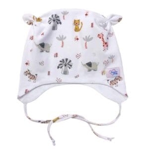Kötős gyerek sapka, szafari, fehér