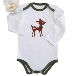 Baby body, őzike, fehér-zöld