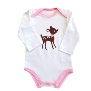 Baby body, őzike, fehér-rózsaszín