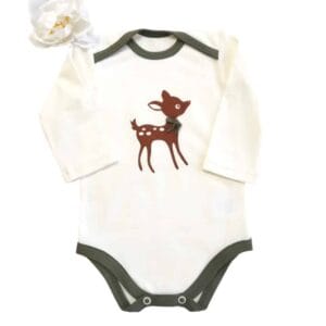 Baby body, őzike, krém-zöld