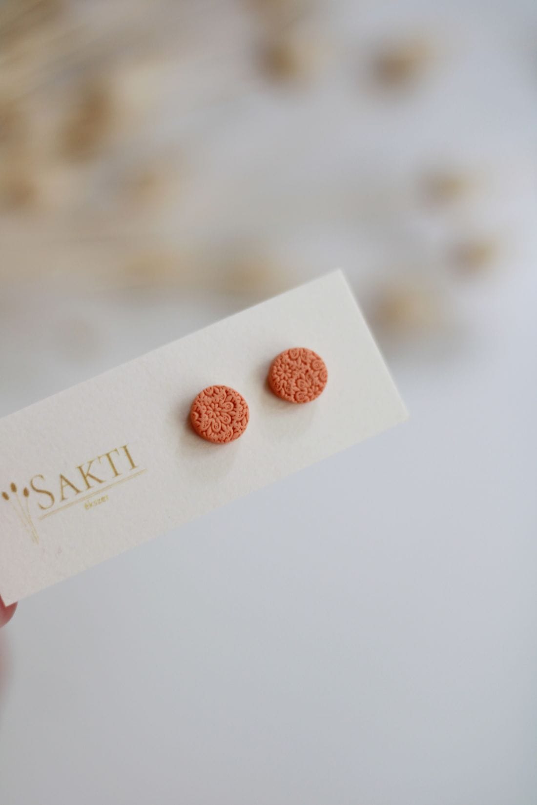 Tangerine csipkés gomb fülbevaló