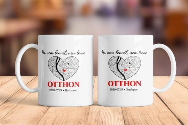 OTTHON – Egyedi Térképes Szív Bögre
