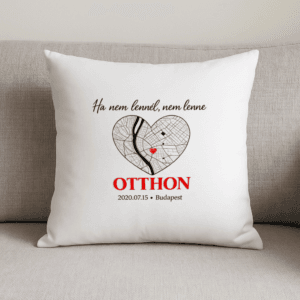 OTTHON térképes szív párna – egyedi város és dátum