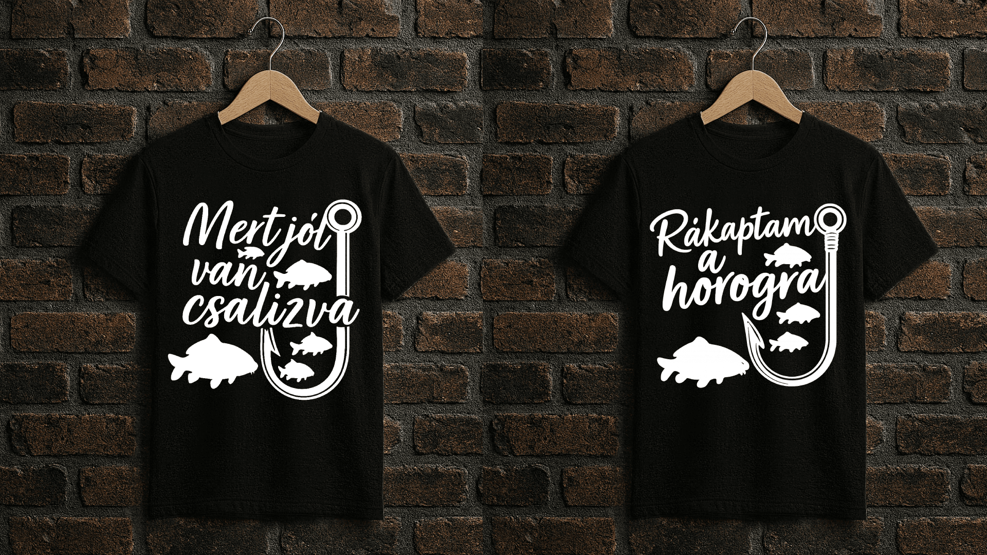 Páros horgász póló – humoros pamut póló szett