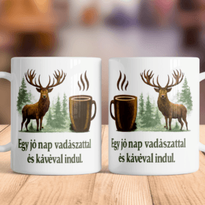 „Egy jó nap vadászattal és kávéval indul” – Vadászos Bögre