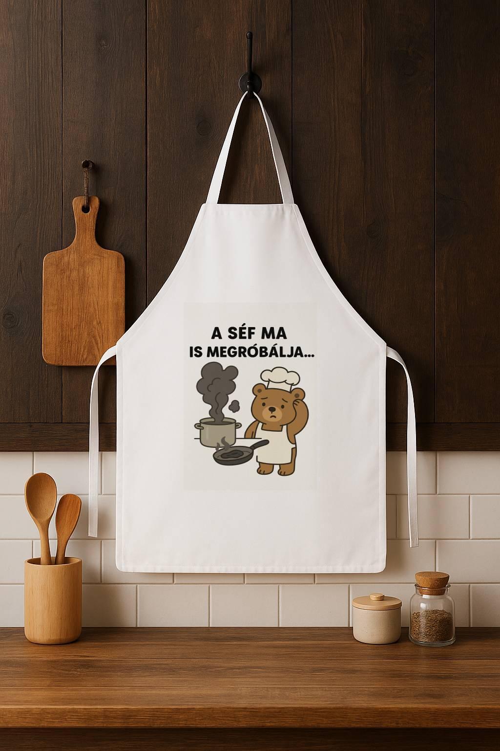 Humoros konyhai kötény – „A séf ma is megpróbálja”