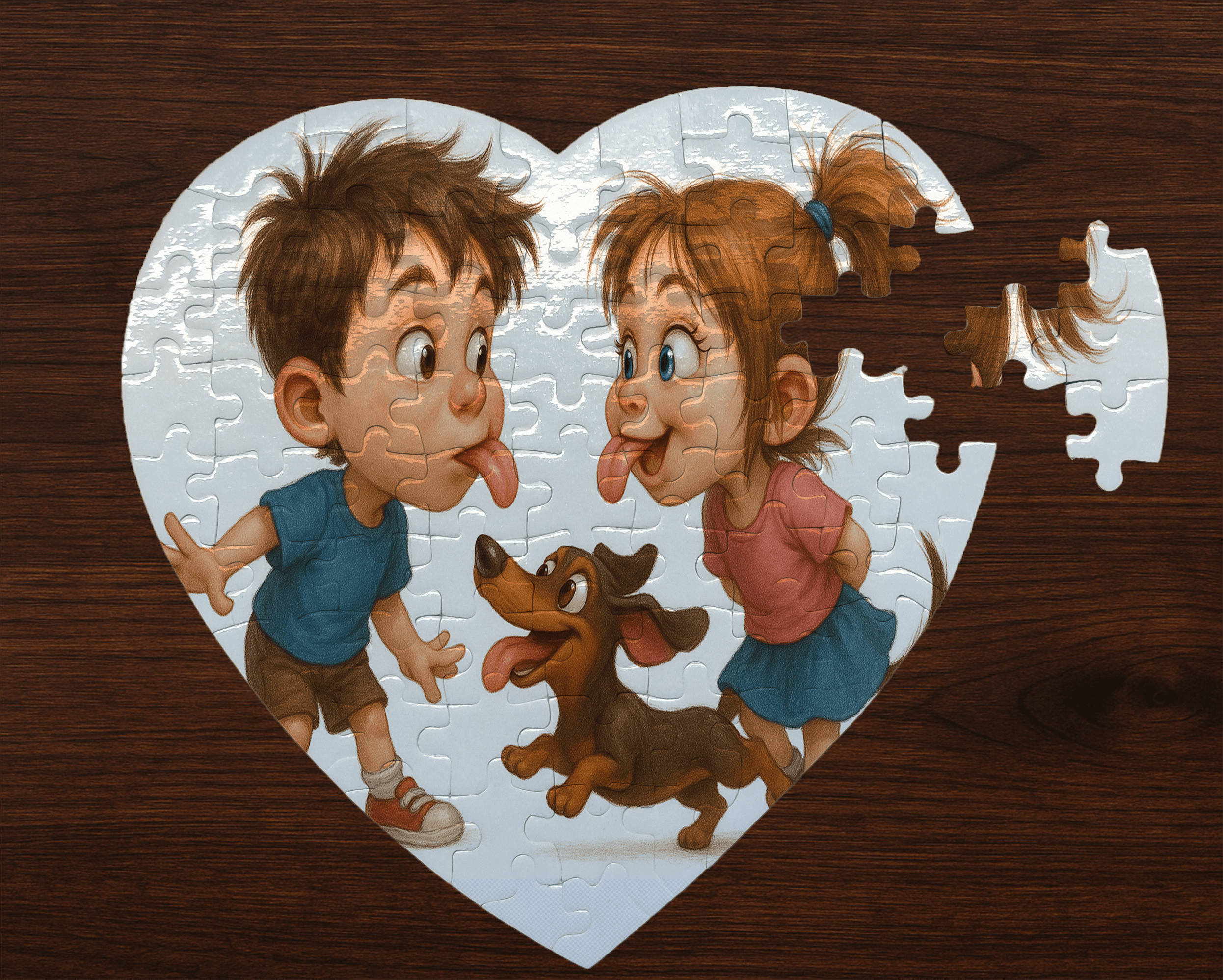 Szív alakú puzzle – „Kicsik és nagyok játékos szeretete”