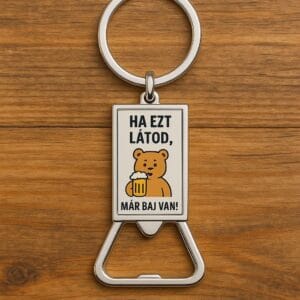 Humoros alumínium sörnyitós kulcstartó – macis dizájn