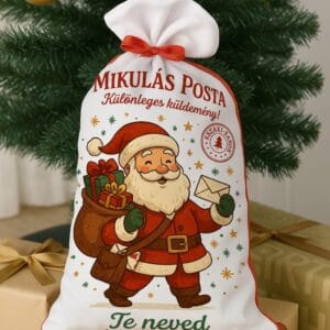Mikulás zsák „Mikulás Posta” – személyre szabható névvel
