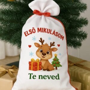 Mikulás zsák „Első Mikulásom” – személyre szabható névvel
