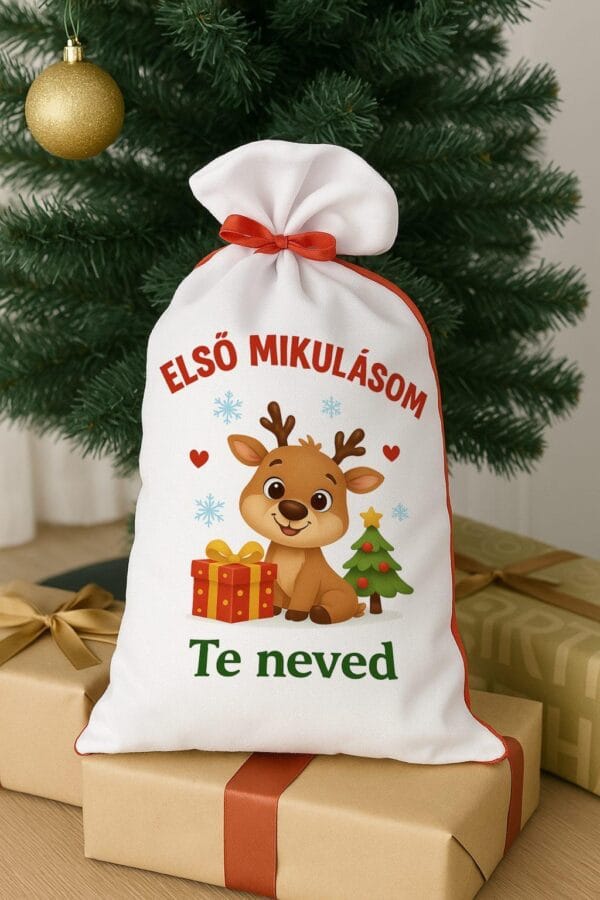 Mikulás zsák „Első Mikulásom” – személyre szabható névvel