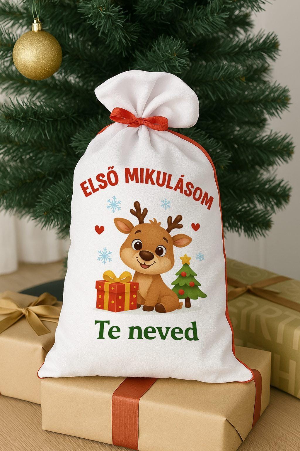 Mikulás zsák „Első Mikulásom” – személyre szabható névvel
