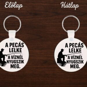 Egyedi kerek kulcstartó – vízpart, pecás életérzés