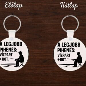 Kerek kulcstartó egyedi mintával – vízpart, bot