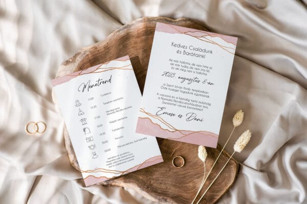 Akvarell esküvői meghívó – Dusty Rose