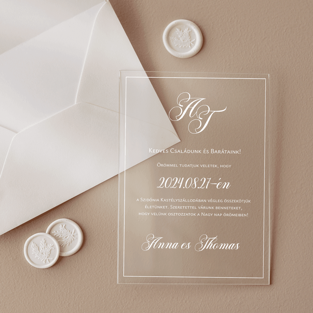 Monogrammos – plexi esküvői meghívó