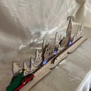 Világító fa adventi naptár – autós karácsonyi visszaszámláló dekoráció (70 cm)