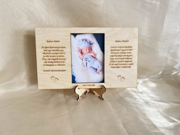 Keresztszülő felkérő képkeret – egyedi fotóval és gravírozással