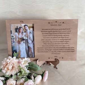 Szülőköszöntő fotókeret egy fotóhellyel, szöveggel