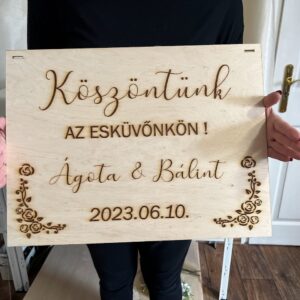 Köszöntő tábla Esküvőre