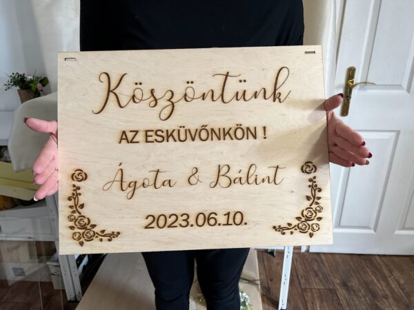 Köszöntő tábla Esküvőre