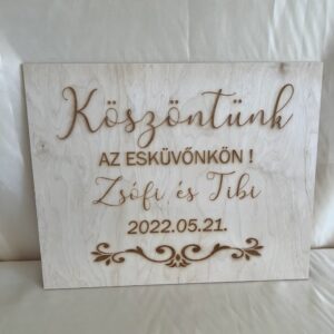 Köszöntő tábla Esküvőre