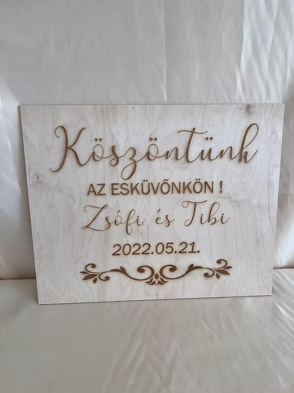 Köszöntő tábla Esküvőre